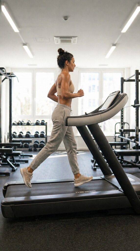 Lea running on a treadmill
